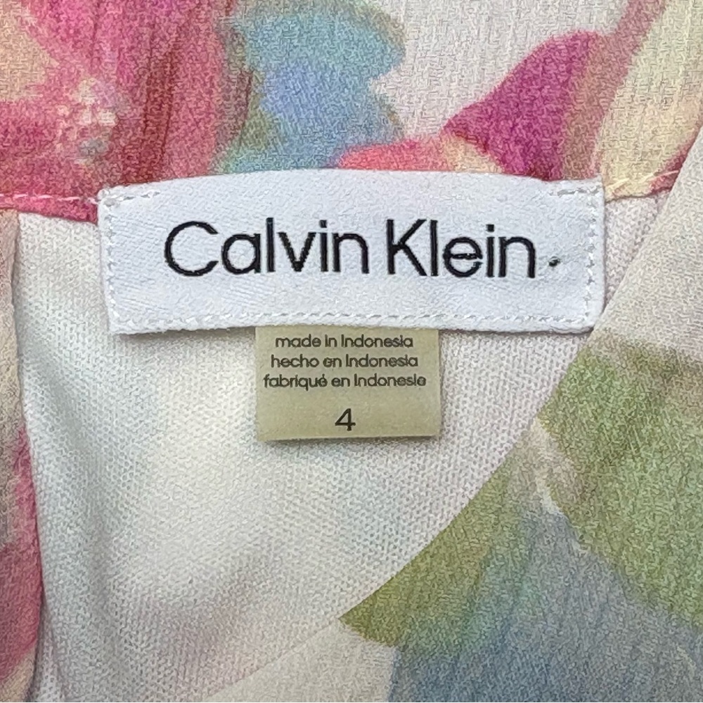NWT Calvin Klein Floral Halter Neck Chiffon Maxi Dress Size 4 Pink Multi Lined - Picture 7 of 11